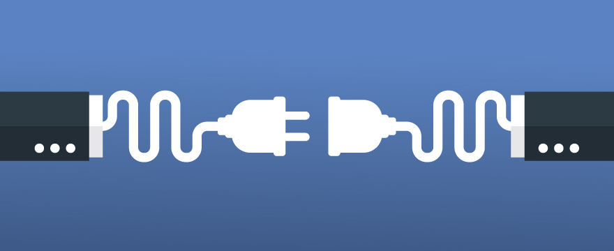 A blue illustration of two suit coat arms, each with one end of a cord coming out in place of the hand, the cords are coming together as if they're about to be connected