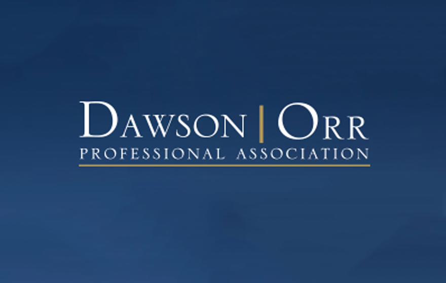 Dawson Orr logo in white on a blue background