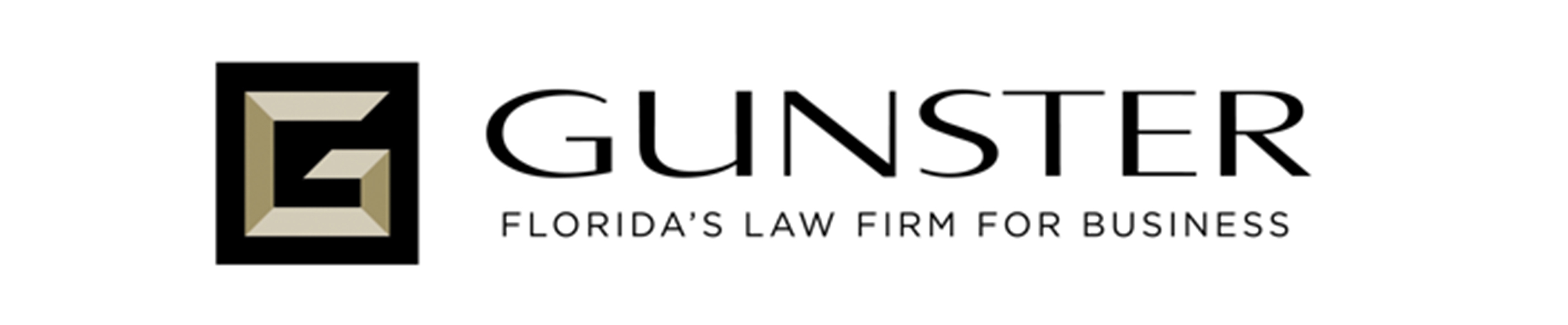 Gunster Law Firm logo in black on a white background