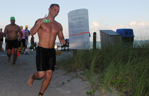 John Miller running near the beach