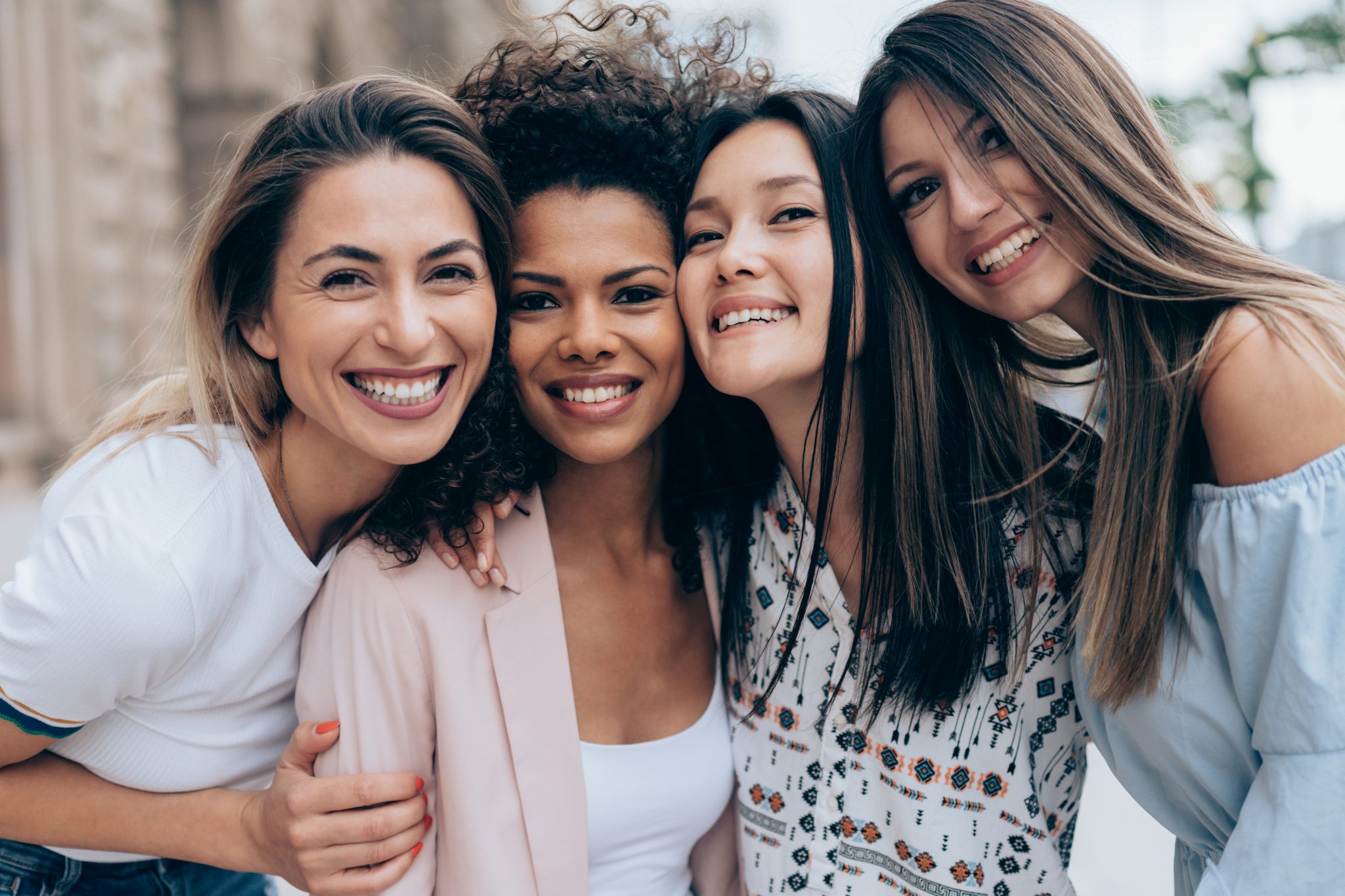 Portrait of four best girlfriends